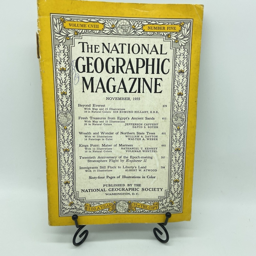 Vintage National Geographic Magazine November 1955 GOOD Everest Hillary Explorer